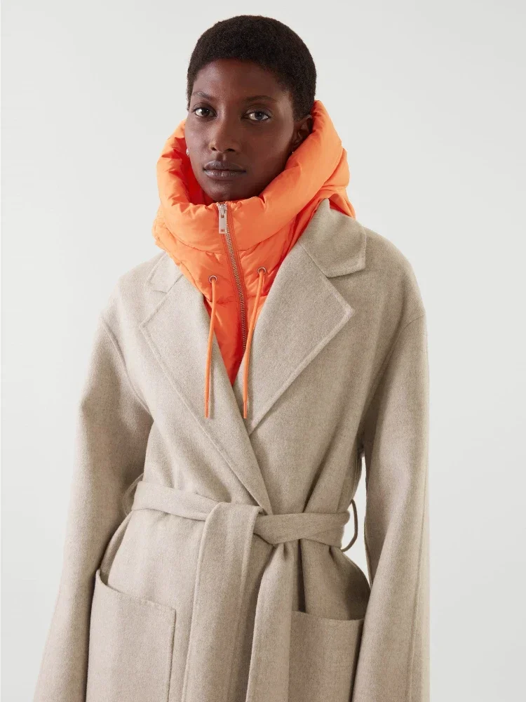 CPSYMYM Winter Ultralight Down Hooded Hats For Women Men Warm Ring Scarf Balaclava Hat Neck Zippper Drawstring Coat Scarf Short