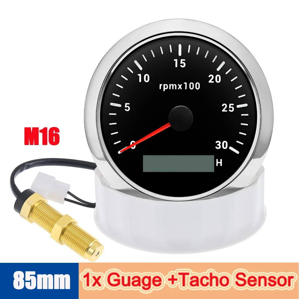 Drehzahlmesser für Auto, LKW, Boot, 85mm, 3k RPM, Geschwindigkeitsanzeige, digitaler Betriebsstundenzähler, Drehzahlsensor, 7-farbige Hintergrundbeleuchtung, 12V 24V – Detail 4
