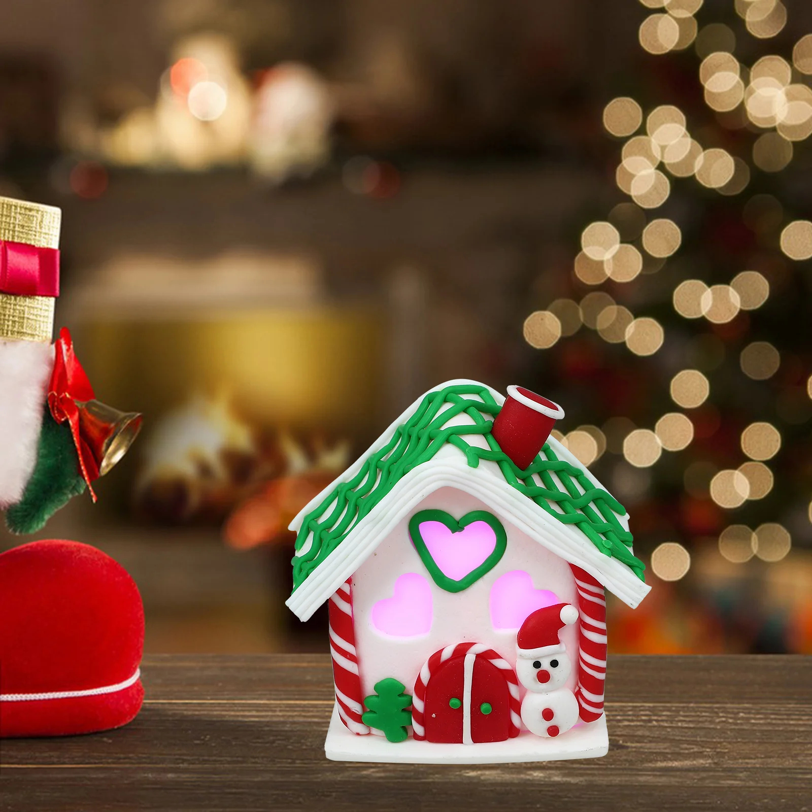 عيد الميلاد مضاء البيت عيد الميلاد مصغرة بوليمر كلاي الجدول محور ديكور عيد الميلاد منزل الجدول زخرفة مهرجان زخرفة #5