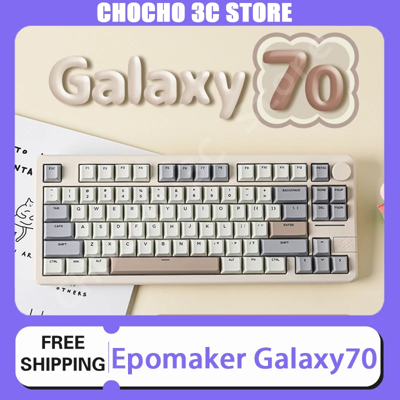 Epomaker Galaxy70 Mechanical Keyboard Wireless Aluminium Alloy 3mode Rgb Knob Laptop Gamer Pc Gaming Keyboard Hot Swap Customize