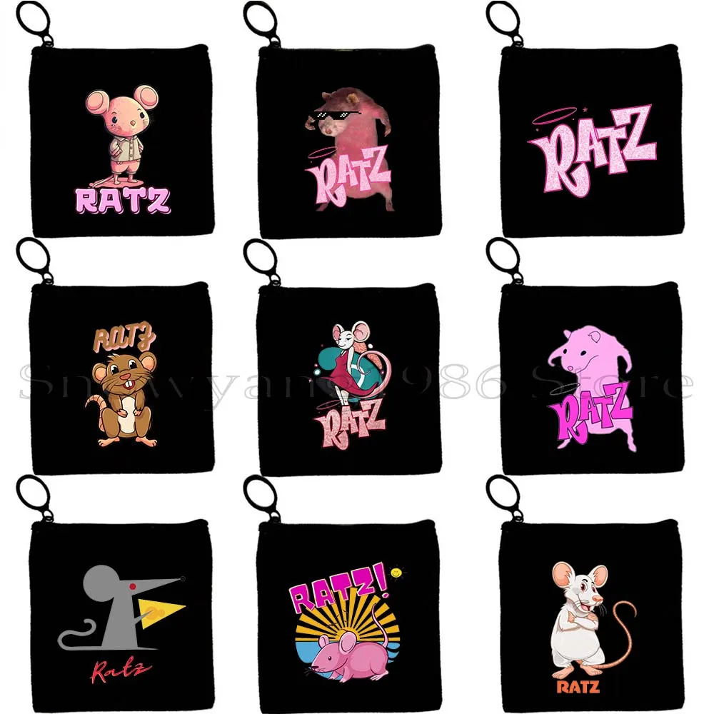 

Kawaii RATZ FUNNY PINK RATZ Meme Key Coin Purse Canvas Bag Small Square Storage Card Bag Cartoon Coin Bag Wallet Zipper Pouch