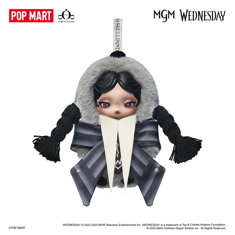 Подлинная серия Popmart SKULLPANDA X Wednesday, игрушки на Хэллоуин, кавайные куклы, рюкзак, мультяшные украшения для комнаты, подарки для девочек