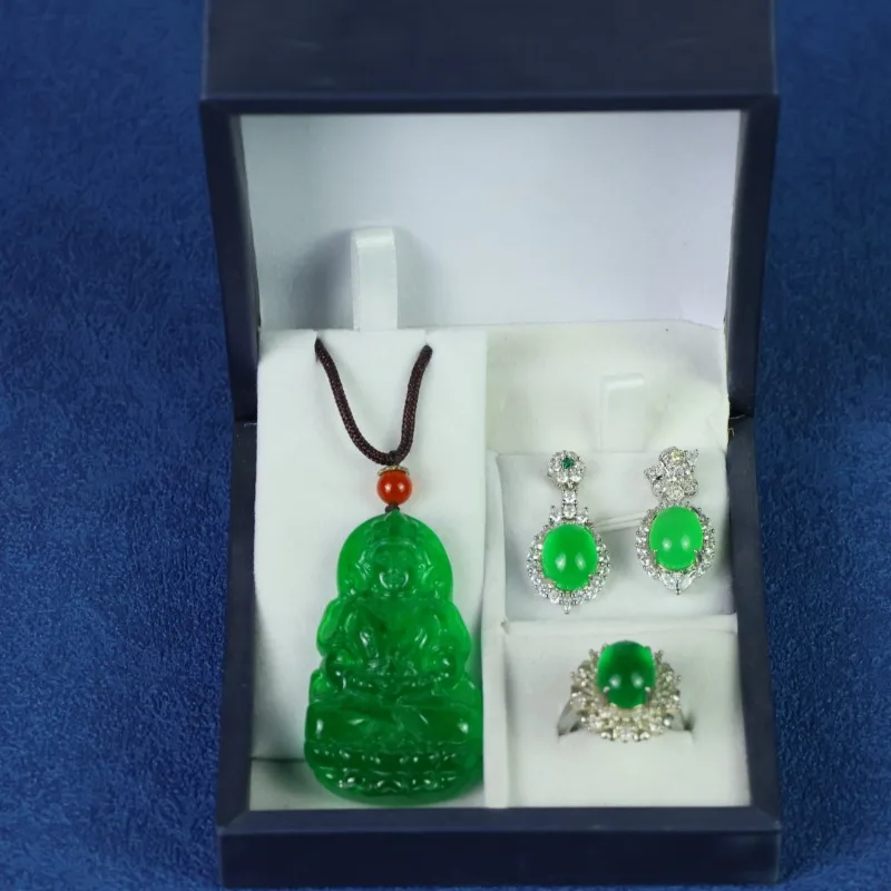New Natural High-ice Green Guanyin Three-piece Set, Classic