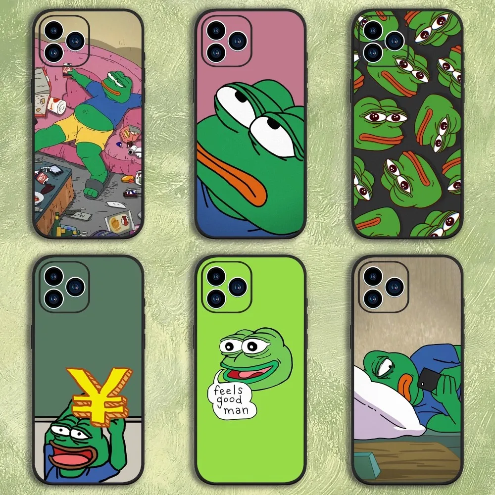 Funny P-Pepe the Frog Phone Case For iphone15 14 13 12 11 Pro Max Mini X 7 8 Soft Case