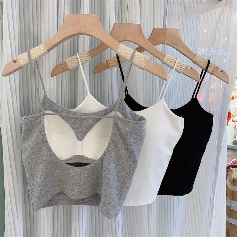 Summer Sexy Bralette Top Tanks Women Push Up Bras Lingerie Spaghetti Cotton Crop Top Camis Seamless Word Sling Female Tube Top