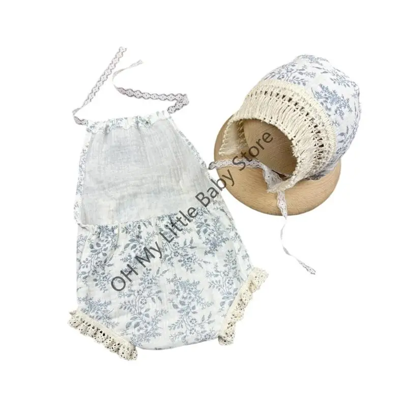 M76C زي التصوير الفوتوغرافي قبعة وملابس رومبير من الدانتيل ملابس التقاط الصور مستلزمات الأطفال #4