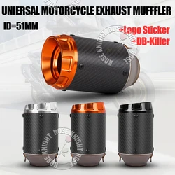 51mm Universal AR Motorcycle Exhaust Muffler Escape For Kawasaki300 400 800 1000 CB300R R3 R6 MT07 MT09 DUKE390 ZX6R S1000RR Etc