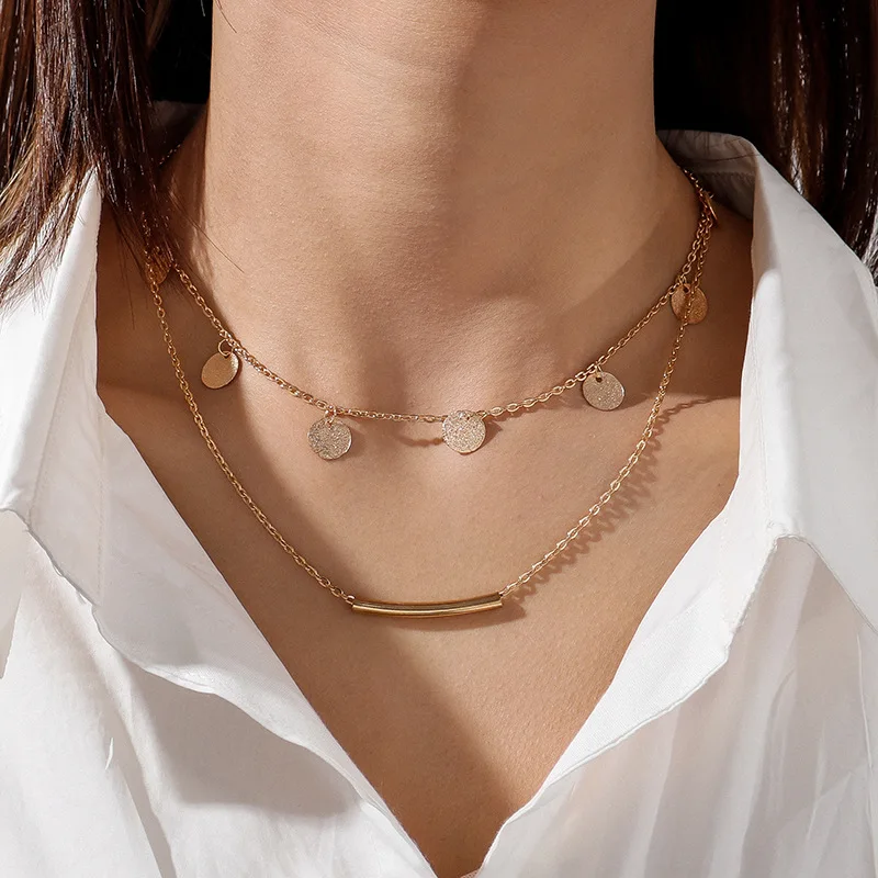 Punk 2025 New Fashion Necklace Big With The Street Shooting Fashion Classic Sequins Multi-level Necklace Ms. Wholesale Sales