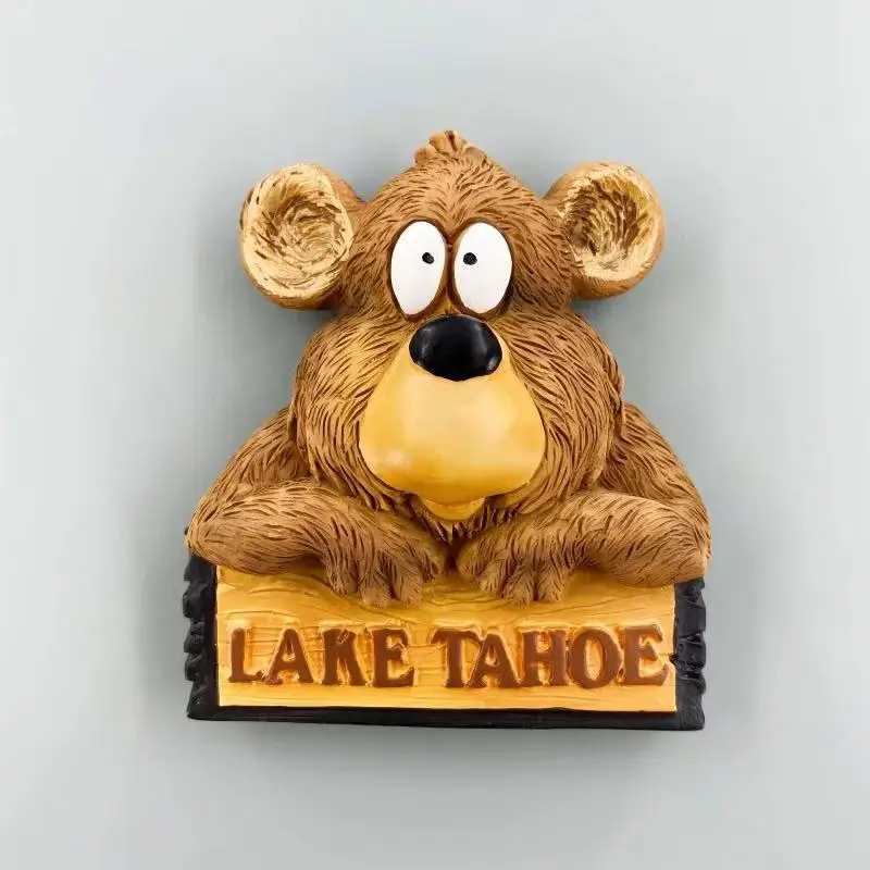 The largest mountain lake in North America, Lake Tahoe, tourism commemorative 3D creative cartoon brown bear decoration magnetic