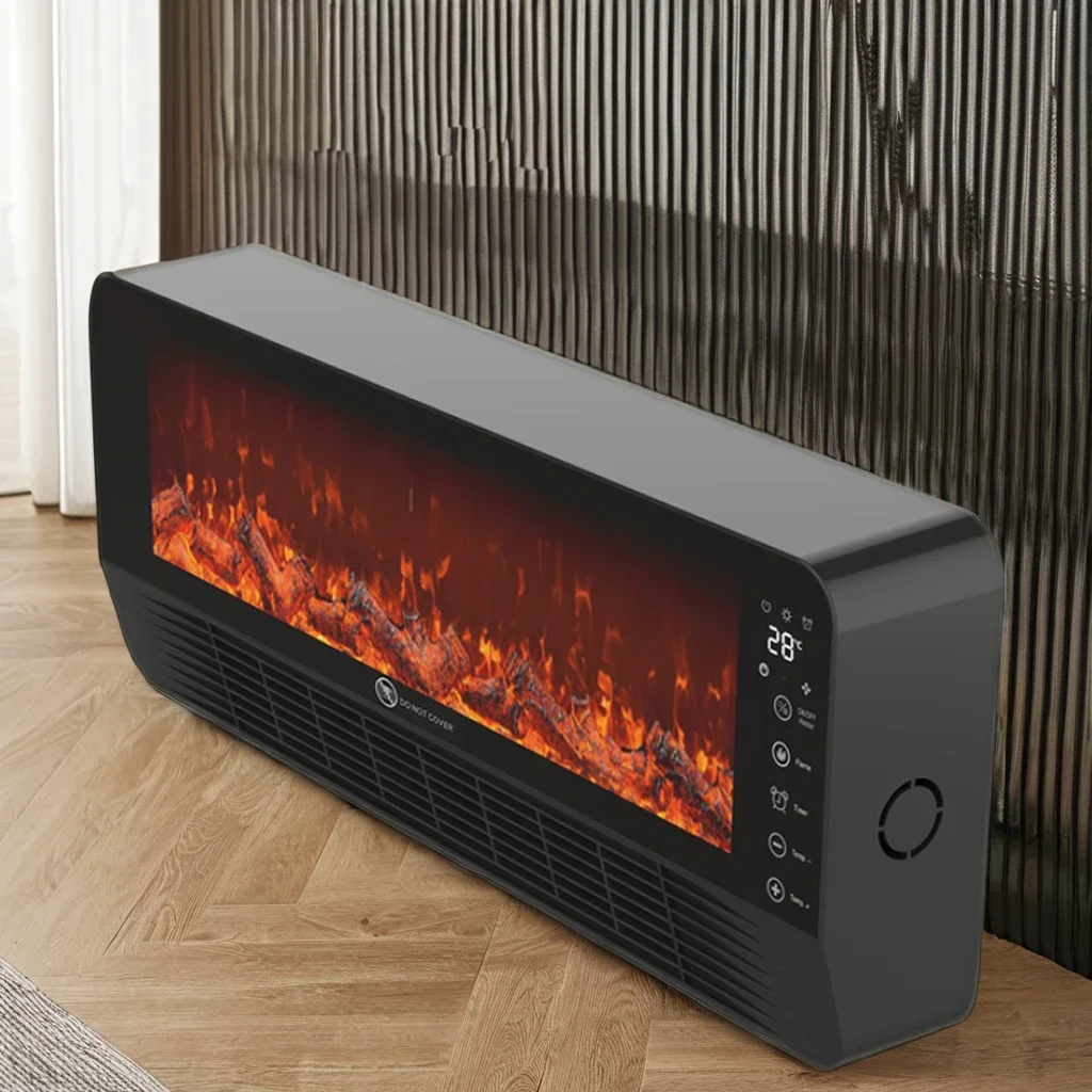 Modern 110V/220V Electric Fireplace Wall-Mounted Remote Control LED Light Simulated Flame 1500W Space Heating Function Steel