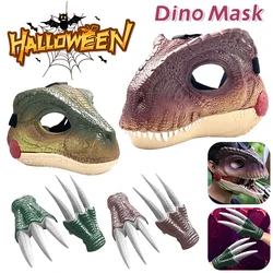 Funny Dinosaur Mask Dino Mask Hard Plastic Halloween Moving Jaw Head Face Mask with Sound Movable Mouth Party Party Cosplay Prop