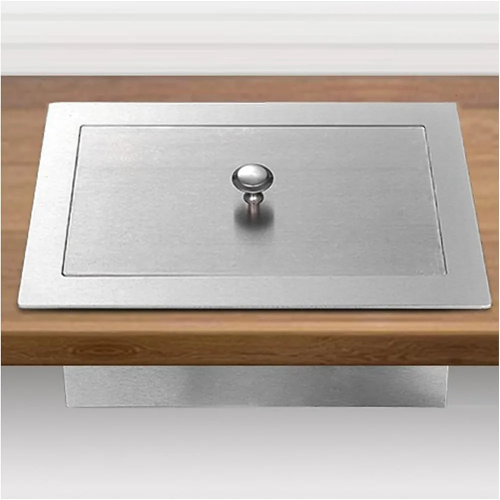 

Countertop Built-in Trash Can, Kitchen Cabinet Inserted Trash Chutes Garbage Can, Stainless Steel Trash Chute with Lid, Recessed
