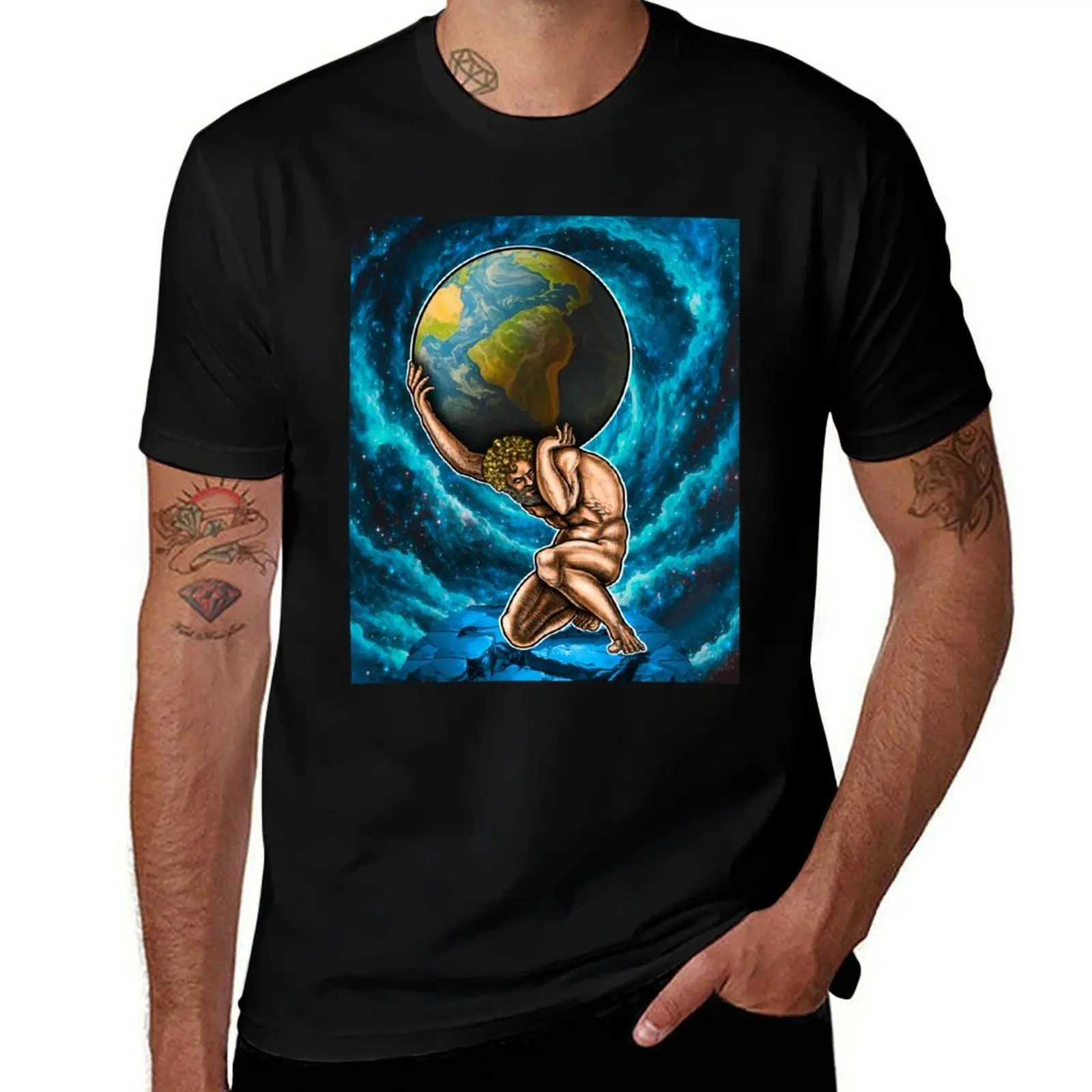 

Atlas holds the world Greek mythology T-Shirt plain fashion shirts valentines clothes anime shirts men