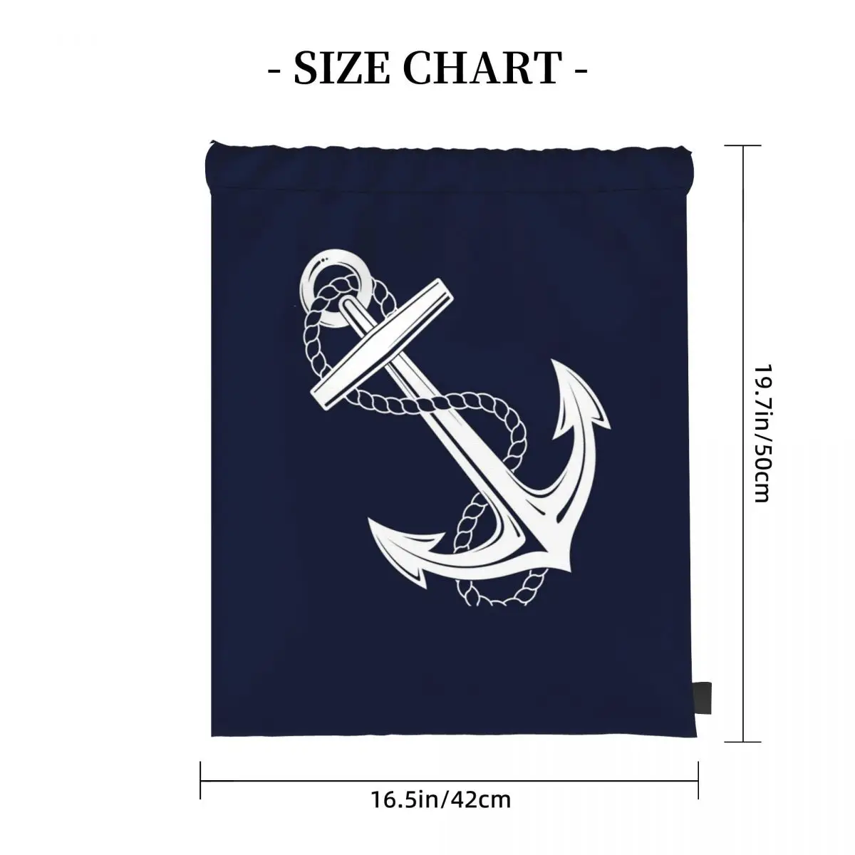 

Anchor Nautical White And Navy Backpacks Fashion Drawstring Bundle Pocket Sports Bag Book Bags for Travel Students