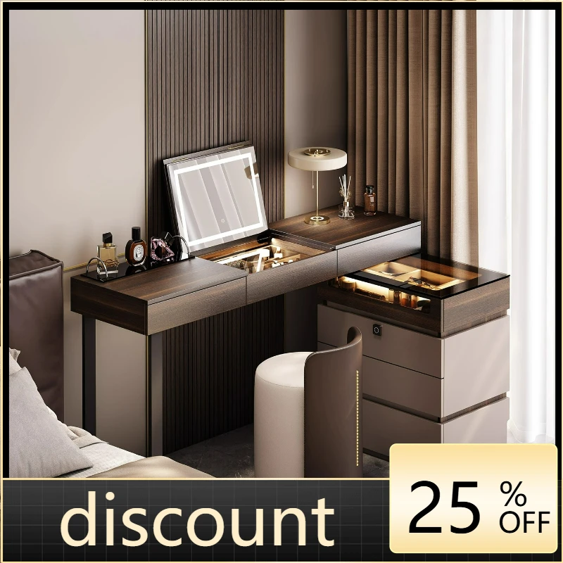 

LTT Italian corner dresser chest cabinet integrated minimalist L-shaped corner flip mirror makeup table