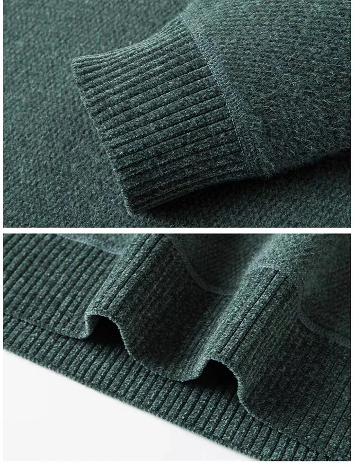 Original bestickter Strickpullover einer Modedesignermarke, heiß begehrt, warmes Herren-Samt-T-Shirt in reiner Farbe mit Rundhalsausschnitt für den Herbst. – Detail 13