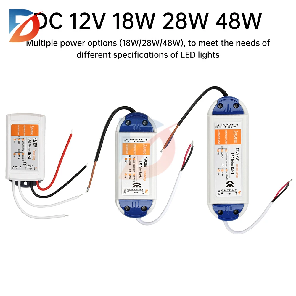 12V LED Driver Switching Power Adapter AC 110V 220V to DC 12V Power Supply 18W 28W 48W 12 Volt Power Adapter LED Transformer