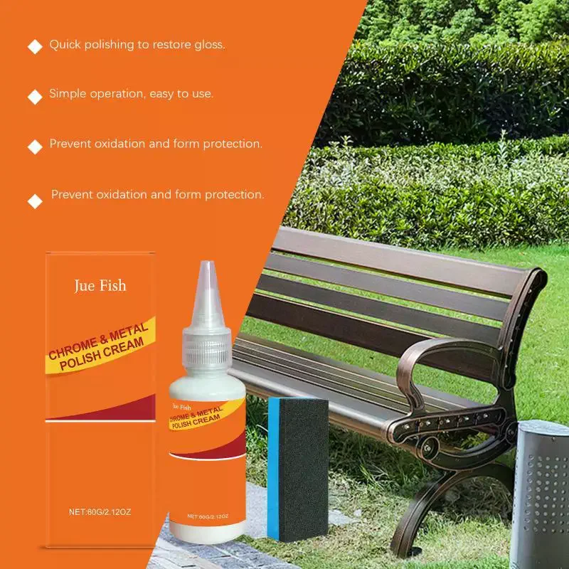 JUE FISH Metal Polishing Cream 60g Car Door Metal Chrome Stainless Steel Aluminum Cleaning Paste Prevent Oxidation Restore Gloss
