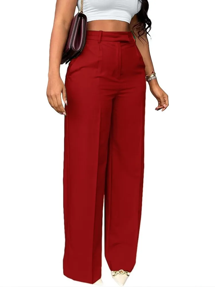 2025 Spring Autumn Trousers High Waist Straight Pants Wide-leg Pants Female Office Fashion Trousers Women New Ladies Clothes