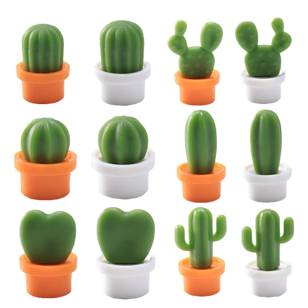 

12 Pcs Cactus Magnets for Refrigerator Whiteboard Locker Cool Cupboard Fridge Abs Cabinet Dishwasher Office