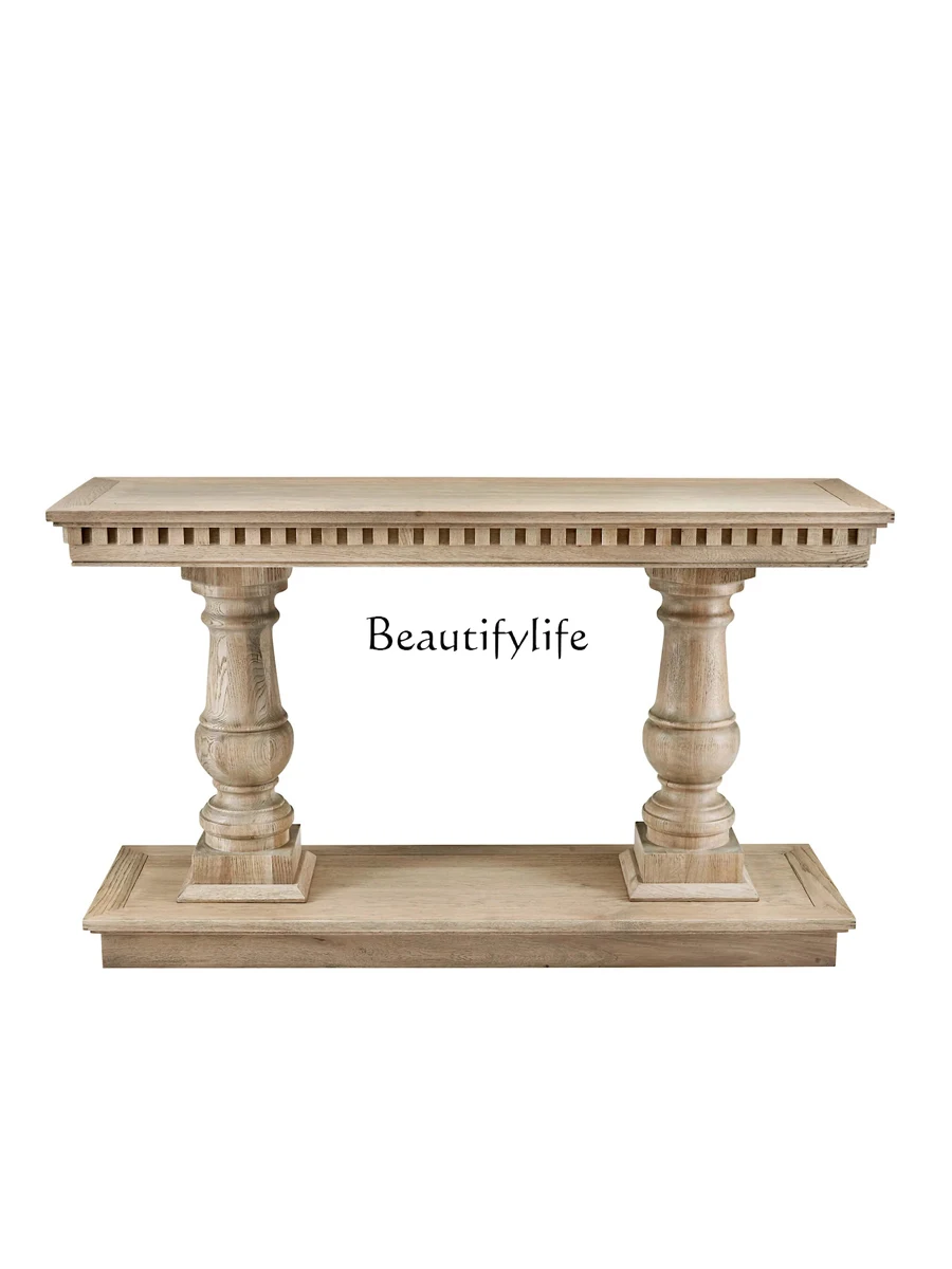 

American retro solid wood entrance table Entry door entrance table Living room shelf foyer narrow cabinet square table