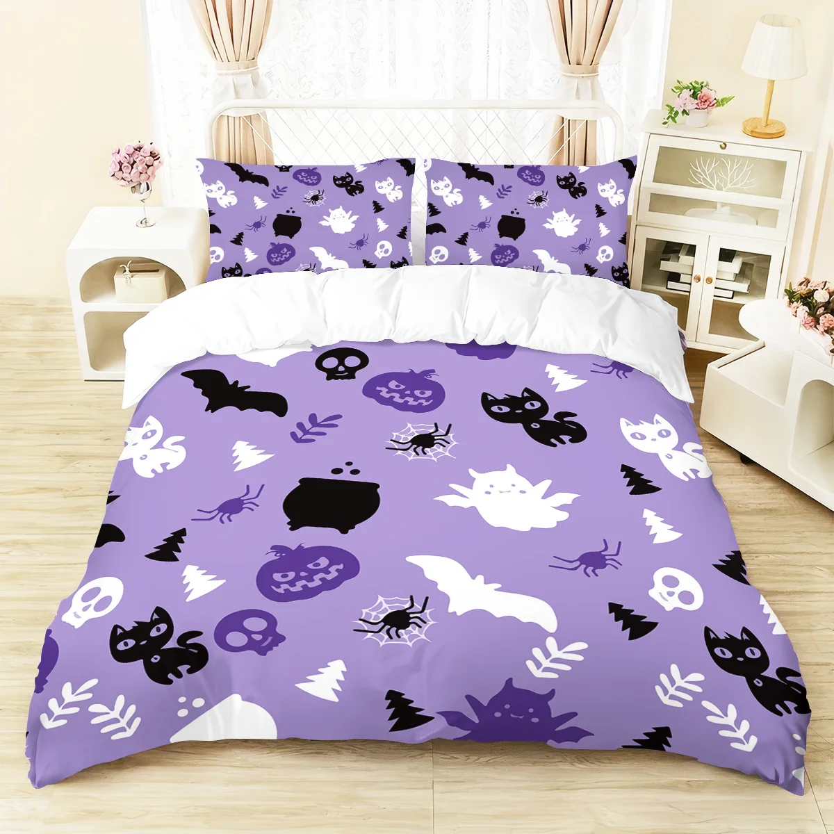 

Halloween Theme Bedding Set 3D Printed Duvet Cover Set Skin-Friendly Single Twin Double Size Halloween Decor Duvet Cover Set