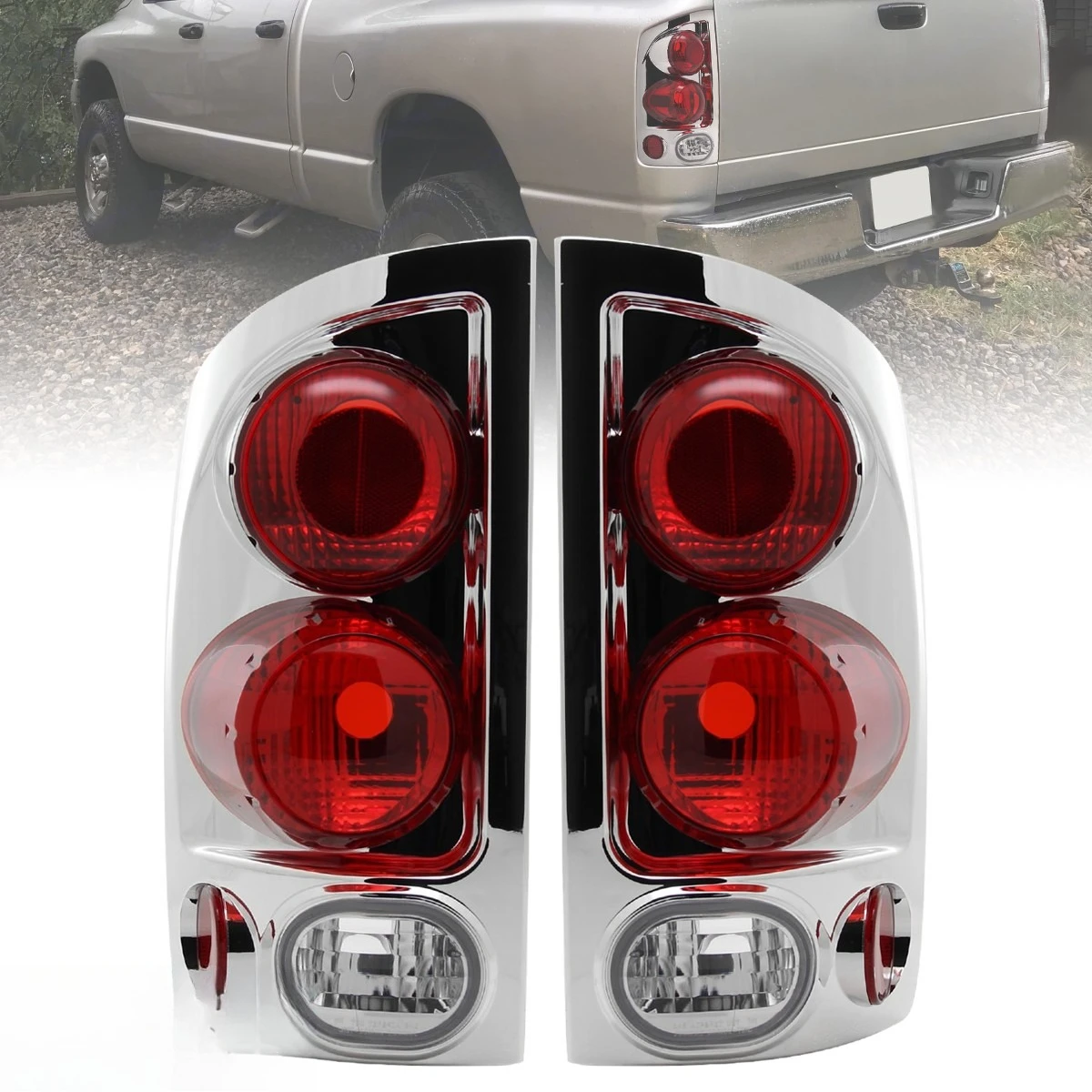 

Tail Lights Fits 2002-2006 Dodge Ram Pickup 3D Type Rear Brake Lamps Left+Right