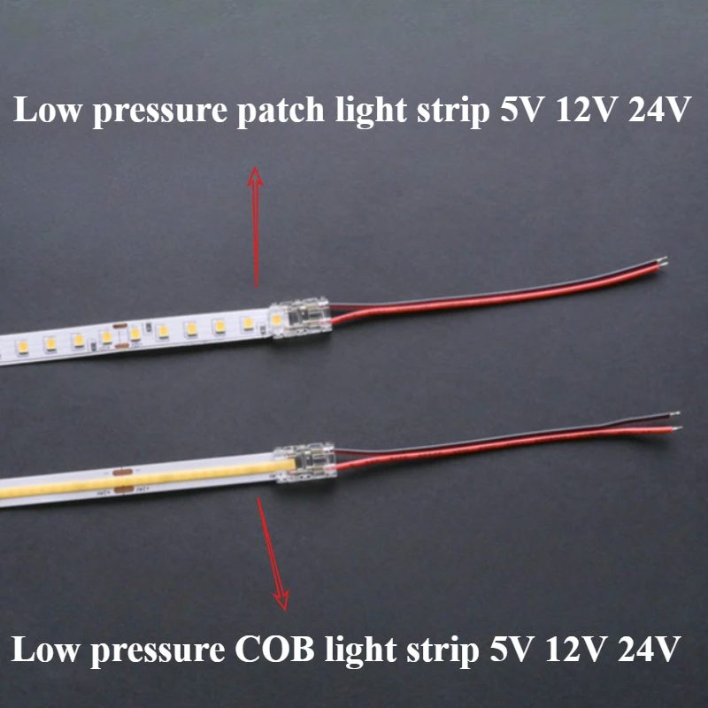 COB LED Wire Connector 5 8 10mm Connection Solderless Mini Buckle FCOB RGB CCT LED Strip Lights 2Pin No Dark Area Connector 5