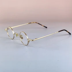 Vintage Round 35mm Titanium Eyeglasses Japanese design Eyewear Lightweight Spectacles with Clear lenses