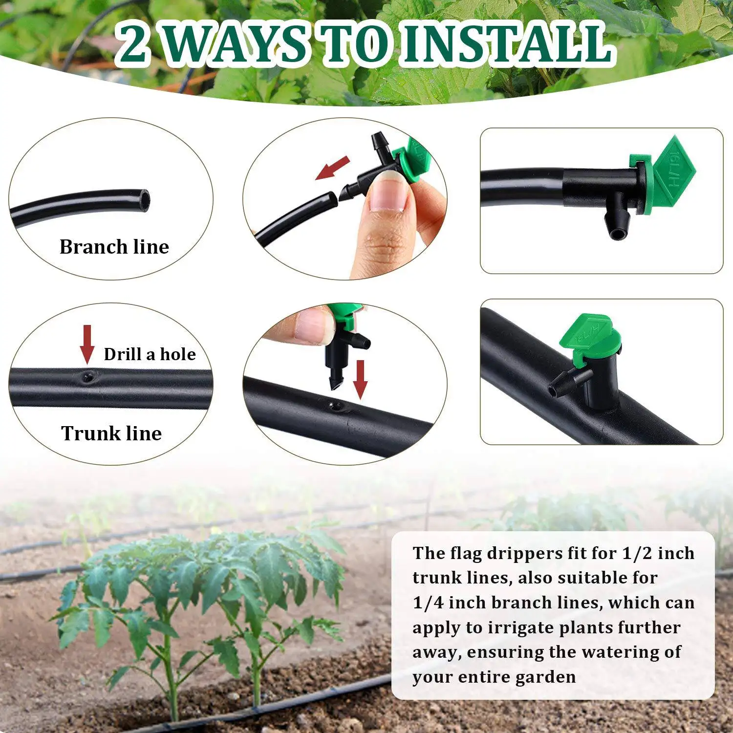 Shopping 60 Pieces 4GPH Removable Drip Sprinkler Irrigation Drip Emitter Garden Flag Irrigation Dripper, for Trees and Shrubs