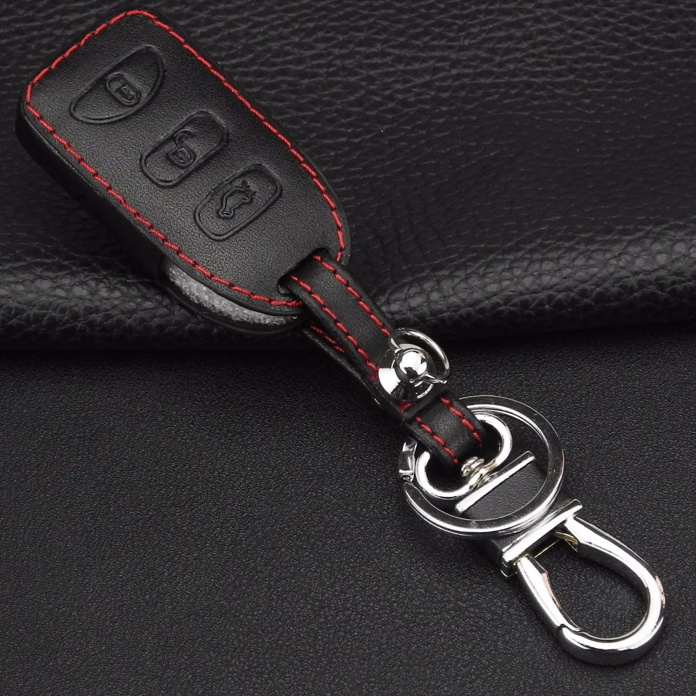 jingyuqin Remote 3 Buttons Leather Key Case Cover For Hyundai KIA Tuscon Elantra Rio Sportage Rondo Accent