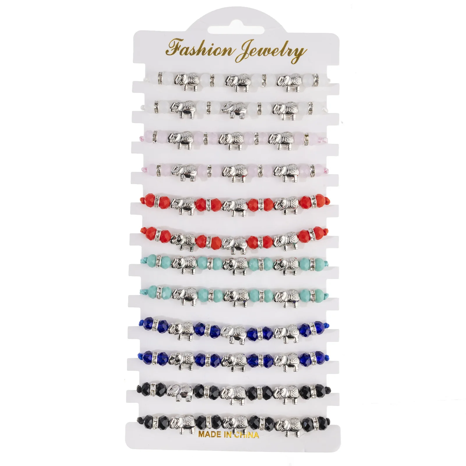 ZGMXR 12PCS Rice bead bracelet Crystal Elephant Bohemia Adjustable Colorful Fashion Simple Woman Hand weaving Beaded bracelet