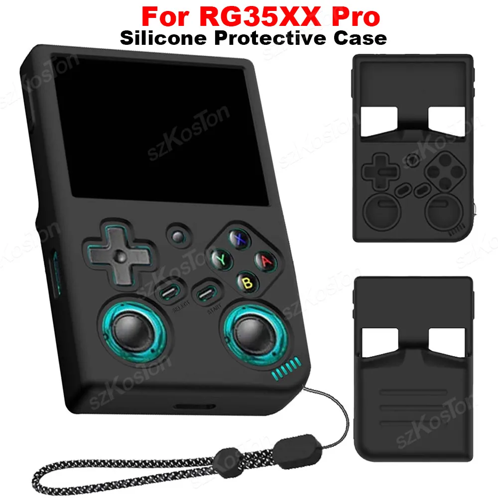 Weiche Silikon Schutzhülle für RG35XX Pro Handheld Spielkonsole Anti-Scratch Slip Full Cover Shell Zubehör mit Lanyard
