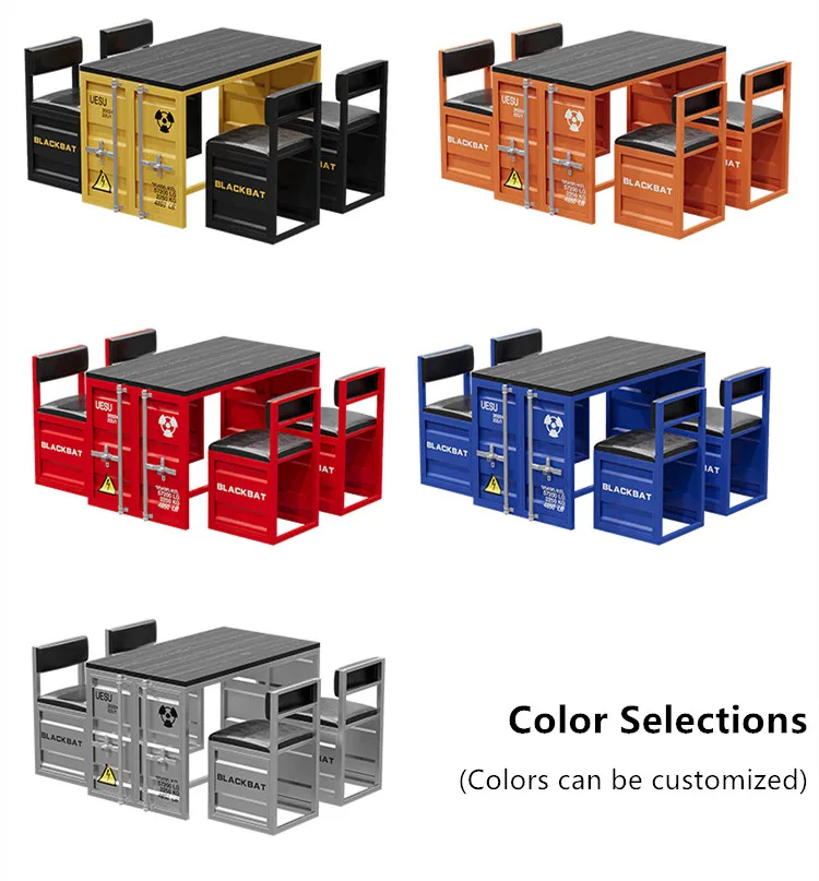 Industrial Bar Table & Chair Set Creative Industrial Theme Restaurant Iron Dining Table & Chairs