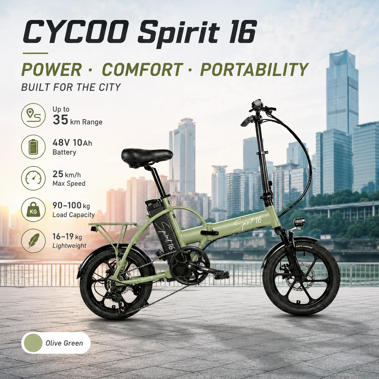 CYCOO SPIRIT 16 Zoll Klappbares Elektrofahrrad für Erwachsene, 48V 10Ah Magnesiumlegierungs-Räder E-Bike mit SHIMANO 6-Gang-Schaltung, Aluminiumlegierungsrahmen, Vorderradaufhängung, Doppelscheibenbremsen, Leichtgewicht 16-19kg, City-Pendler-E-Bike, bis zu 35 km Reichweite, 2 Farben - AliExpress 18