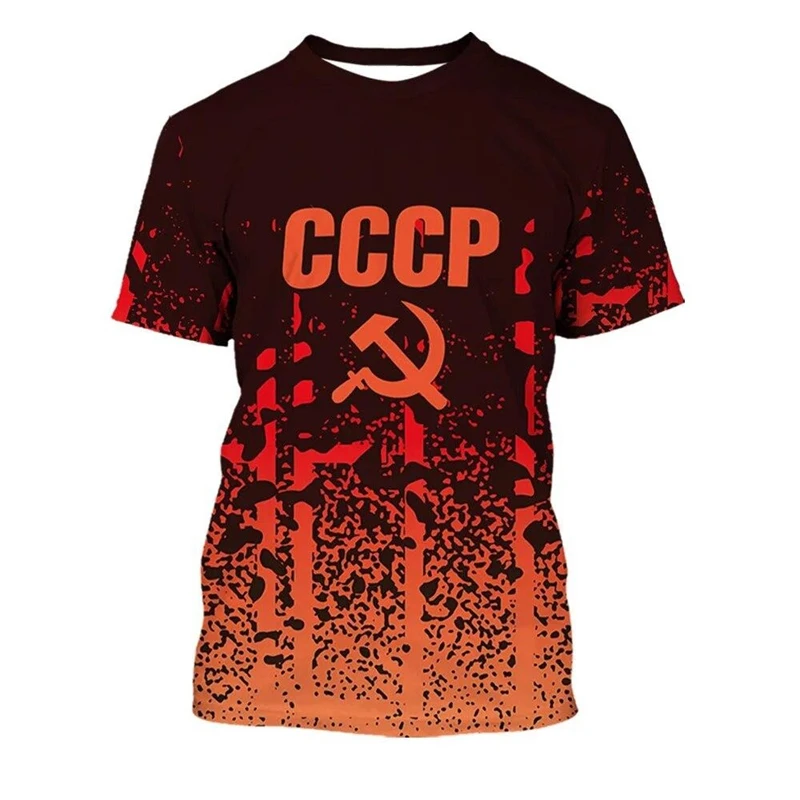 CCCP Soviet 3d Printed T-shirt For Men's Soviet Republic Pattern Short Sleeved T Shirt Casual O-Neck Pullover Oversized Tees