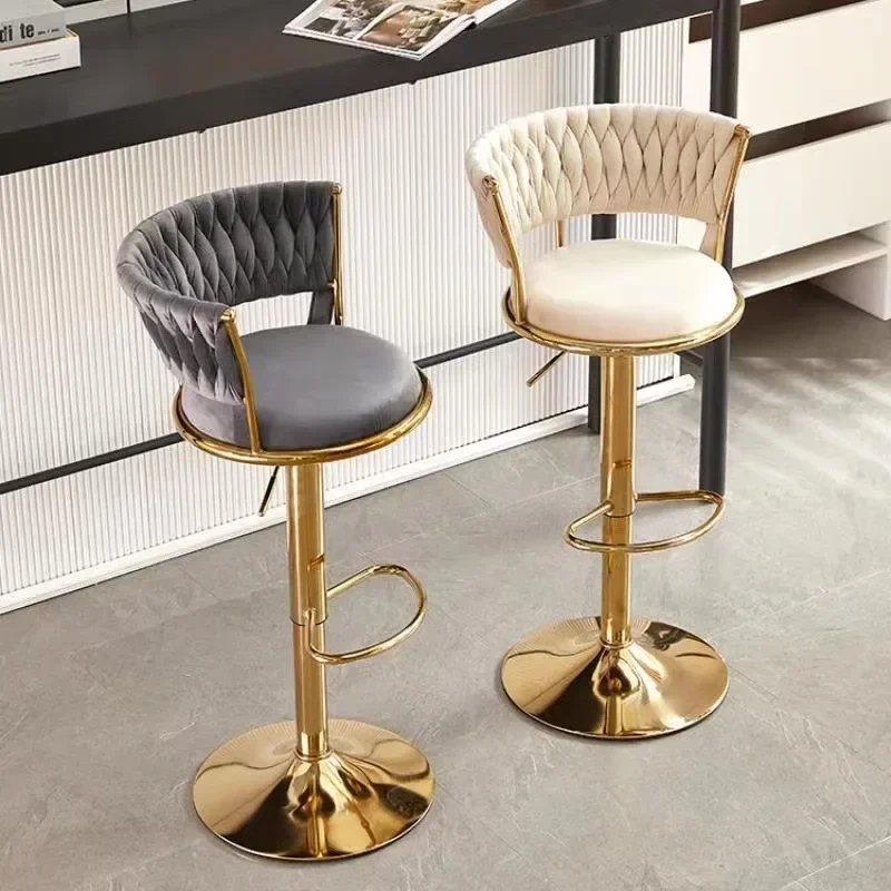 Set Of 2 Iron Bar Bar Stool Light Luxury Bar Back Chair Bars Chair Can Rotate And Lift Home Bars High Stool Kitchen Bars Stools
