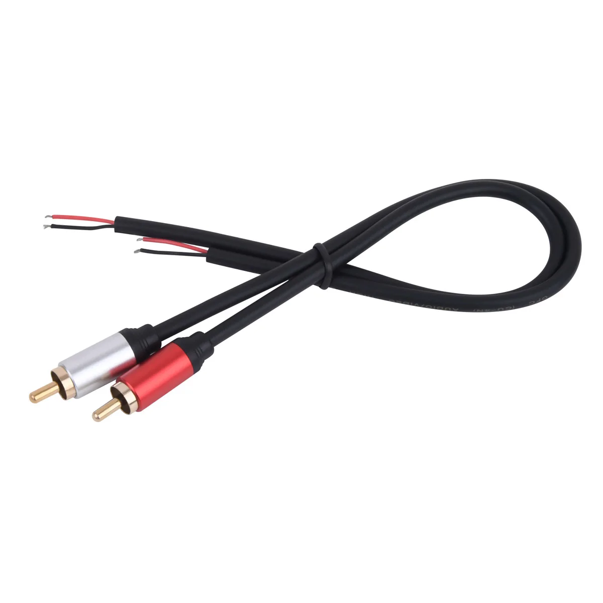 Speaker Wire RCA Male Plug Jack Connector to Bare Wire Open End Pigtail RCA Cable for CD DVD player, amplifier, Receivers Repair