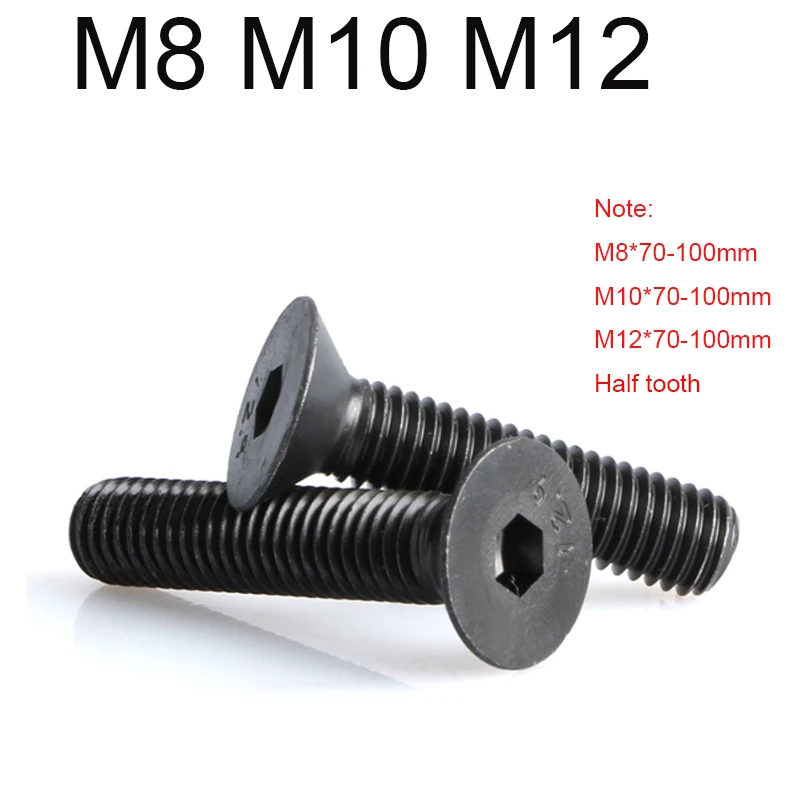 Black Grade 12.9 Countersunk Allen Screw M8 M10 M12 Carbon Steel Hex Socket Flat Head Bolt Length 10/12/16/20-100mm