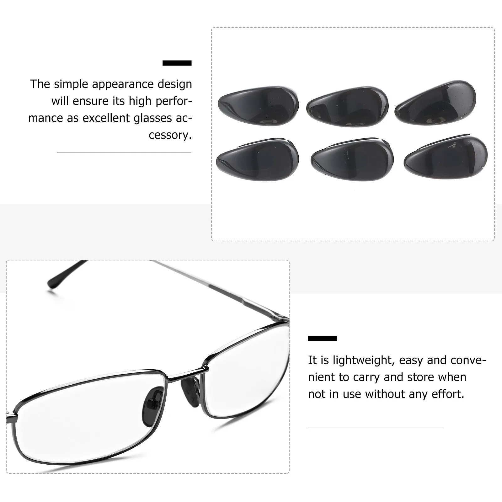 6pcs Non-Slip Nose Pads for Eyeglasses – High-Durability Imitation Jade Style, Easy Installation
