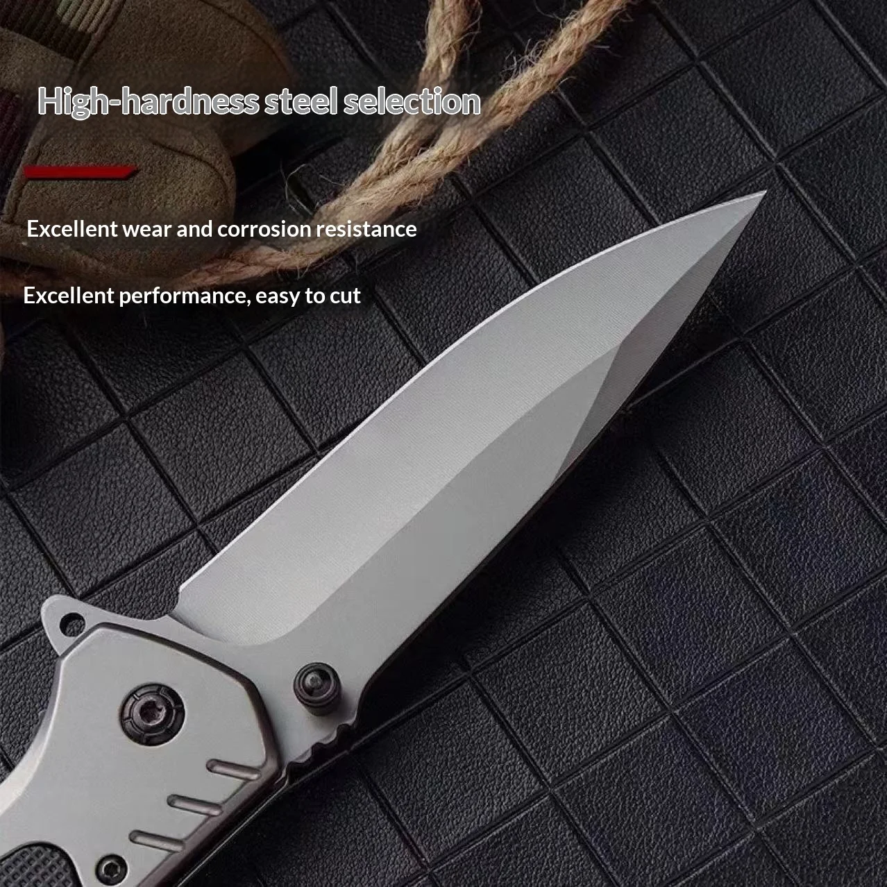 Tragbares EDC-Klappmesser mit rutschfestem Griff, Schneidwerkzeug aus Edelstahl für Camping, Wandern, Angeln, Outdoor, Überleben, Hausgebrauch – Detail 5