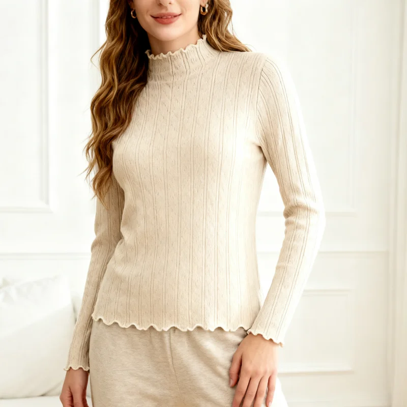 

Зимний женский теплый вязаный топ с длинным рукавом, осенний элегантный повседневный однотонный свитер, модный бархатный трикотаж