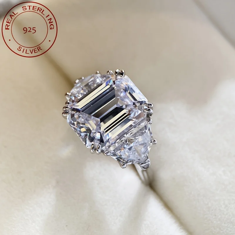 موضة جديدة فاخرة 925 فضة خواتم للنساء الزفاف المشاركة العروس الزركون البطانة غرامة مجوهرات #2