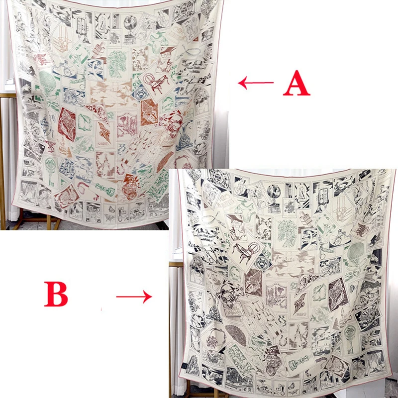 Double Sided Silk Wool Scarf Women Hand Rolled Edges Shawls Winter Accessories Luxury Head Hair Big Bandanas Decoration 140