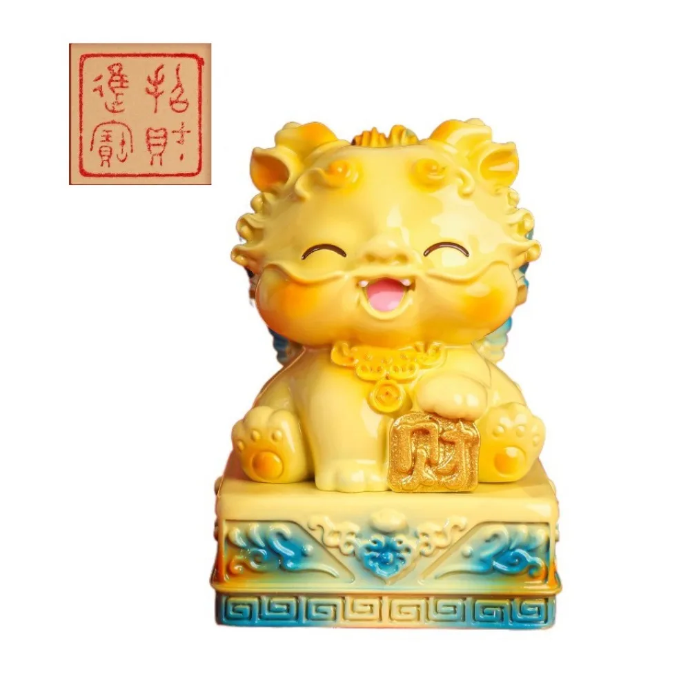 Chinese Style Pixiu Statue Decoration DIY Stamp Resin Craft Mythology Animal Figurines Handmade Model Toys Car Ornaments Office