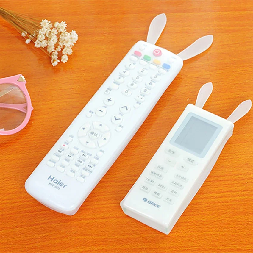 Practical Transparent Noctilucent Remote Control Cover for TV Air Conditioner Rabbit Ear Remote Dustproof Protective Case