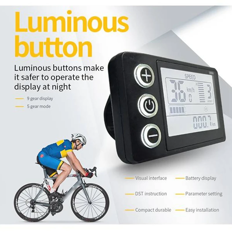 24V 36V 48V 60V Waterproof LCD Display S866 Controller Panel Dashboard Electric Bike Display for Electric Scooter 6Pin-A23U