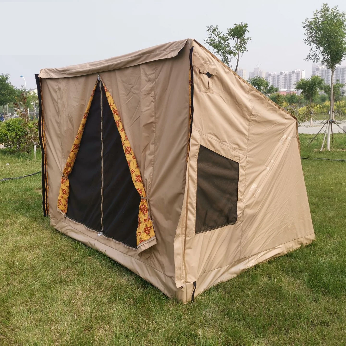 Pop-up Outdoor Cotton Tent Quick Open Camping Family Poly Cotton Tent Portable Waterproof Canvas Field OZ Cabin Tent