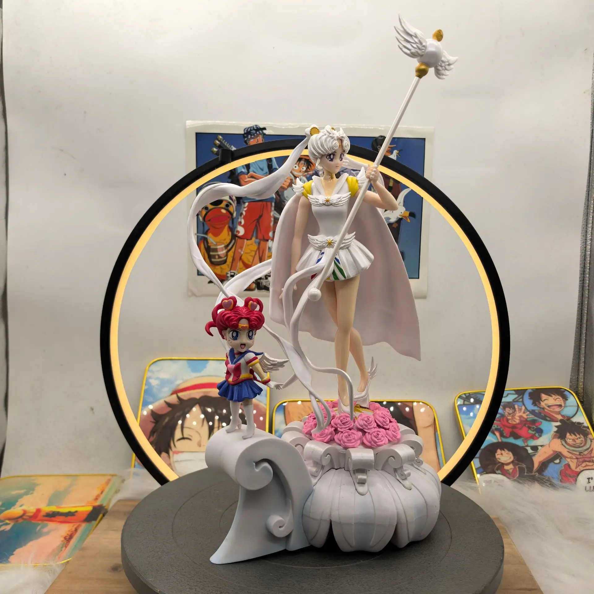 37cm Sailor Moon Anime Figure GK Tsukino Usagi ChibiChibi Sailor Cosmos Statue Pvc Action Figurine Collectible Model Toy Gift view 3