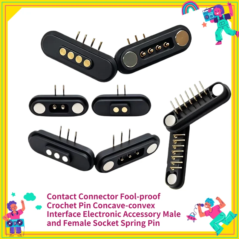 1/5 Set Contact Connector Fool-proof Crochet Pin Concave-convex Interface Electronic Accessory Male and Female Socket Spring Pin
